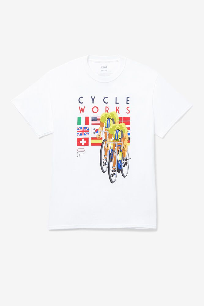 Fila Cycle Works T-Shirt White - Mens - 12749AEUF